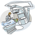 A person shown undergoing radiation therapy.