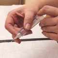 Example of a syringe that might be used to administer a cortisone injection.