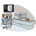 A person shown receiving a bone mineral density scan.